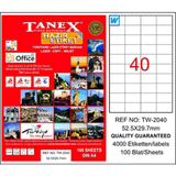Tanex TW-2040 52,5x29,7 mm Laser Etiket