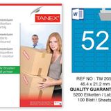 Tanex TW-2052 46.4x21.2 mm 100'lü Mavi Pastel Laser Etiket