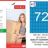 Tanex TW-2072 26.25x33 mm 100'lü Mavi Pastel Laser Etiket