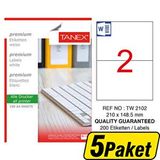 Tanex TW-2102 Beyaz 210x148.5 mm 5 Paket Sevkiyat ve Lojistik Etiketi