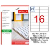 Tanex TW-2105 105x37.125 mm 100 Adet Beyaz Yazıcı Etiketi