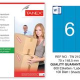 Tanex TW-2106 70x148.5 mm 100'lü Mavi Pastel Laser Etiket