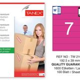 Tanex TW-2107 192.5x39 mm 100'lü Pembe Pastel Laser Etiket