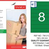 Tanex TW-2108 192x34 mm 100'lü Yeşil Pastel Laser Etiket