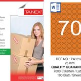 Tanex TW-2125 25 mm 100'lü Turuncu Pastel Laser Etiket
