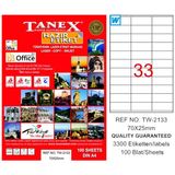 Tanex TW-2133 70x25 mm 100 Adet Laser Etiket