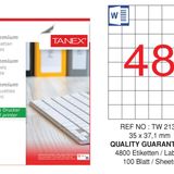 Tanex TW-2137 35x37.125 mm 100'lü Sökülebilir Etiket