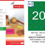 Tanex TW-2150 50 mm 100'lü Yeşil Floresan Laser Etiket