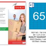 Tanex TW-2165 38.1x21.2 mm 100'lü Mavi Pastel Laser Etiket