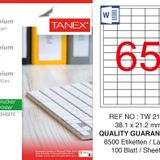 Tanex TW-2165 38.1x21.2 mm 100'lü Sökülebilir Etiket