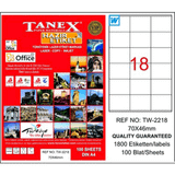 Tanex TW-2218 70x46mm Lazer Etiket