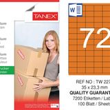 Tanex TW-2272 35x23.3 mm 100'lü Turuncu Pastel Laser Etiket