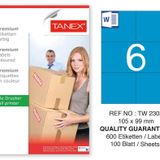 Tanex TW-2303 105x99 mm 100'lü Mavi Pastel Laser Etiket