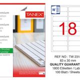 Tanex TW-2318 83x30 mm 100'lü Sökülebilir Etiket