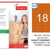 Tanex TW-2318 83x30 mm Turuncu Pastel 100'lü Laser Etiket