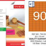 Tanex TW-2319 33x19 mm Flo Turuncu Laser Etiket