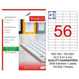 Tanex TW-2321 Premium 52,5x21,2 mm 100'lü A4 Lazer Etiket