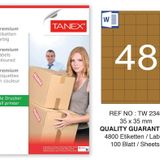 Tanex TW-2348 35x35 mm 100'lü Kraft Etiket