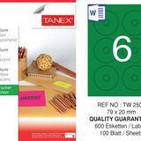 Tanex TW-2506 79x20 mm 100'lü Yeşil Floresan Laser Etiket