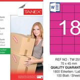 Tanex TW-2518 70x45 mm 100'lü Pembe Pastel Laser Etiket