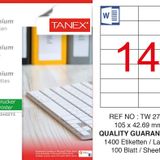 Tanex TW-2712 105x42.69 mm 100'lü Sökülebilir Etiket