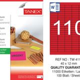 Tanex TW-4110 40x12 mm 100'lü Kırmızı Floresan Laser Etiket