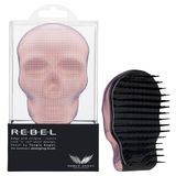 Tangle Angel Detangler Saç Fırçası - Isıya ve Suya Dayanıklı Kompakt Saç Fırçası Kafatası Tasarımı - Duş ve Fön Kurutma için Detangling Fırçası - Yumuşak Tüylü Anti Statik Küçük Saç Fırçası - Pembe Krom
