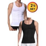 TangModa Erkek Korse Atlet Bel Korsesi Toparlayıcı 2 Li Set Inceltici Korse Atlet - XL - Beyaz - Siyah