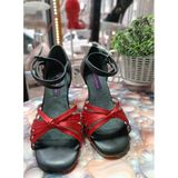 Tango Düğümü Deri-Saten,Tango Dans Ve Salon Ayakkabısı 8,5 Cm 13 Pont Koni Model Kapalı Topuk