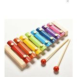 Tangram Hediyeli Eğitici Ahşap Ksilofon 8 Nota 8 Ton 25 cm 8 Tuşlu Sesli Selefon Oyuncak - 01P-Pembe