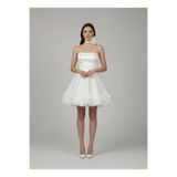 Tangül&Ali'S Moda Evi 3D Gül Detaylı Straplez Prenses Mini After / Bride Elbise (BOYUN AKSESUARI HEDİYEDİR!)