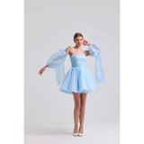 Tangül&Ali'S Moda Evi Dalya Bebe Mavisi Straplez Mini Elbise