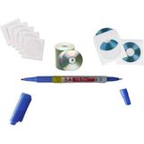 Tangy Boş CD 10 Adet Boş CD Zarfı 10 Adet Asetat Kalemi Mavi Çift Taraflı S ve M Tipli - Beyaz