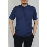 Taniş Erkek Petek Yaka Cepli Düz Baba T-Shirt - 2XL - İndigo