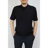 Taniş Erkek Petek Yaka Cepli Düz Baba T-Shirt - 4XL - Siyah