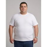 Taniş Giyim Büyük Beden Oxford Pike Terletmez Ince Kumaş Sıfır Yaka Tişört - Beyaz - 4XL