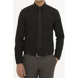Taniş Giyim Erkek Slim Fit Düz Siyah Gömlek - 2XL