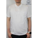 Taniş Giyim Erkek Terletmez Pamuk Regular Polo Yaka Cepli Tişört - 4XL - Beyaz