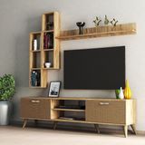 Tanmob Mega 180 Lik Kitaplıklı Raflı Tv Ünitesi Çam Hazeran Kapaklı - TVU0304 - Kahverengi
