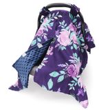 TANOFAR Bebekler için araba koltuğu kılıfı, mor çiçek peekaboo açılış minky araba koltuğu gölgeliği, yenidoğan için, çok kullanımlı, anne emzirme kılıfları, küçük çocuklar için minky battaniye