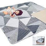TANOSHII® 119,4 cm x 119,4 cm Oyun Parkı için Bebek Oyun Matı, Çocuk Çadırları Mat Pamuk, Zemin için Katlanabilir Emekleme Matı, Tek Parça Emekleme Matı, Zemin için Kaymaz Bebek Matı, Taşınabilir Seyahat (Çizgili)