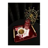 Tanrıkulu Design Bordo Düz Kulp Pleksi Sunum Tepsisi /Kahve/Çay