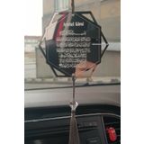 Tansev Desing Gift Pleksi Çift Taraflı Araba Süsü Altıgen Ayetel Kürsi Dualı Dikiz Aynası Süsü