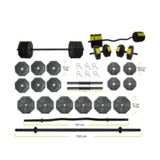 Tanspor 100 KG Halter Full Kısa + Uzun Düz + Z Bar Set-SARI