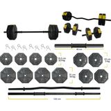 Tanspor 70 kg Dambıl - Ağırlık - Halter - Vücut Geliştirme Full Kısa Bar + Düz Bar + Z Bar Seti - Sarı