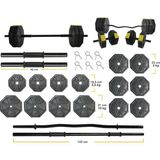 Tanspor 80 kg Dambıl Halter Full Kısa Bar + Z Bar + Düz Bar Seti - Sarı