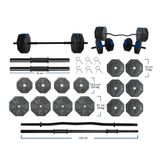 TanSpor 80 Kg DÜZ BAR (150 cm) + Z BAR (120 cm) Dambıl Halter FULL SET Mavi Kapaklı