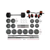 Tanspor 90 KG Halter Full Kısa + Uzun Düz (150 cm) + Z Bar (120 cm) Set-KIRMIZI