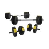 Tanspor 90 KG Halter Full Kısa + Uzun Düz + Z Bar Set-SARI