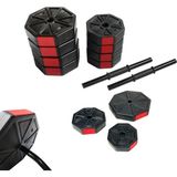 Tanspor Tan Spor 100 kg Dambıl-Dumbell-Ağırlık-Halter–full Kısa Bar +Düz Bar +Z Bar Seti - Kırmızı
